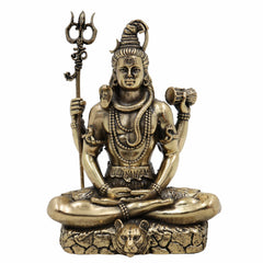 Brass Shiva Idol for Puja – Handcrafted Mahadev Murti | Bholenath, Shankar, Nataraja, Adiyogi, Rudra Statue for Home Decor, Temple & Gift,Gold, 4.5 Inch, 1 Piece