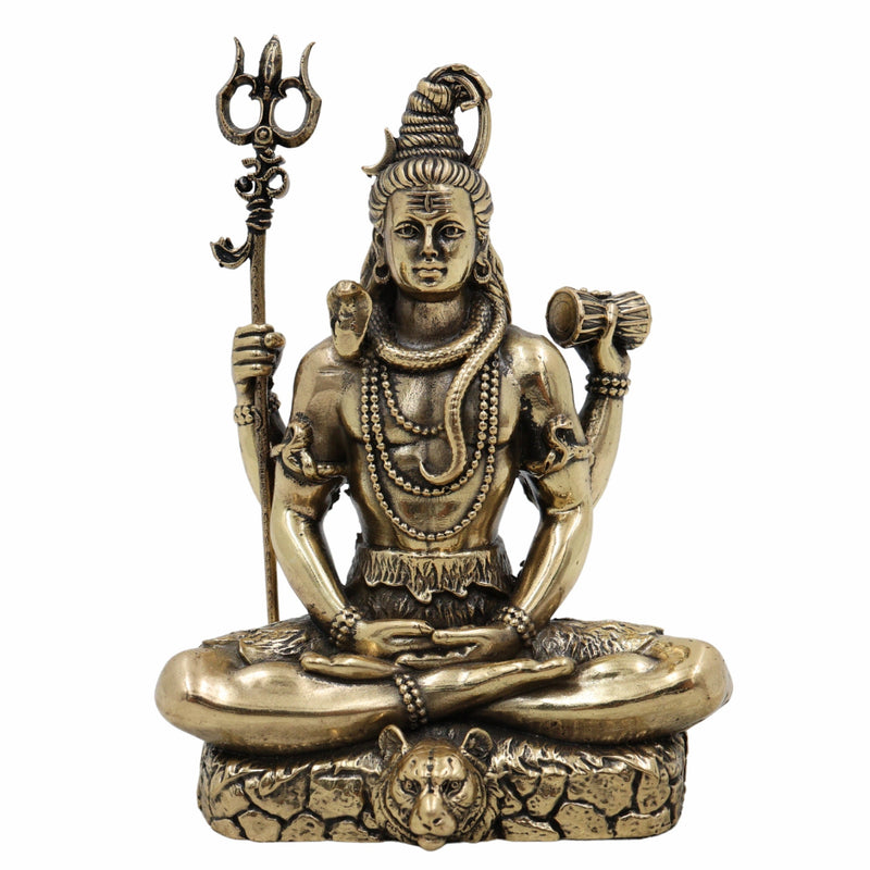 Brass Shiva Idol for Puja – Handcrafted Mahadev Murti | Bholenath, Shankar, Nataraja, Adiyogi, Rudra Statue for Home Decor, Temple & Gift,Gold, 4.5 Inch, 1 Piece