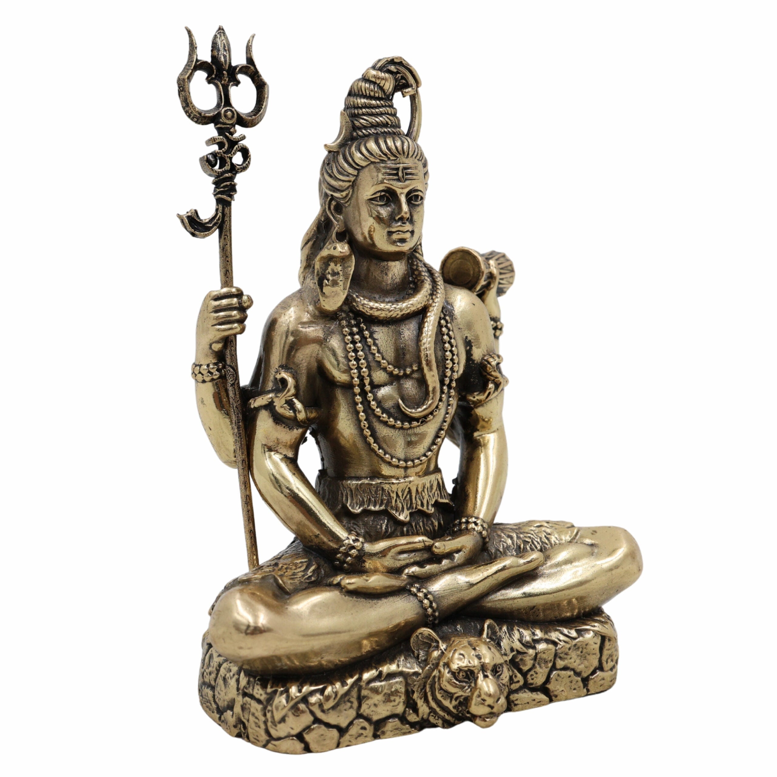 Brass Shiva Idol for Puja – Handcrafted Mahadev Murti | Bholenath, Shankar, Nataraja, Adiyogi, Rudra Statue for Home Decor, Temple & Gift,Gold, 4.5 Inch, 1 Piece