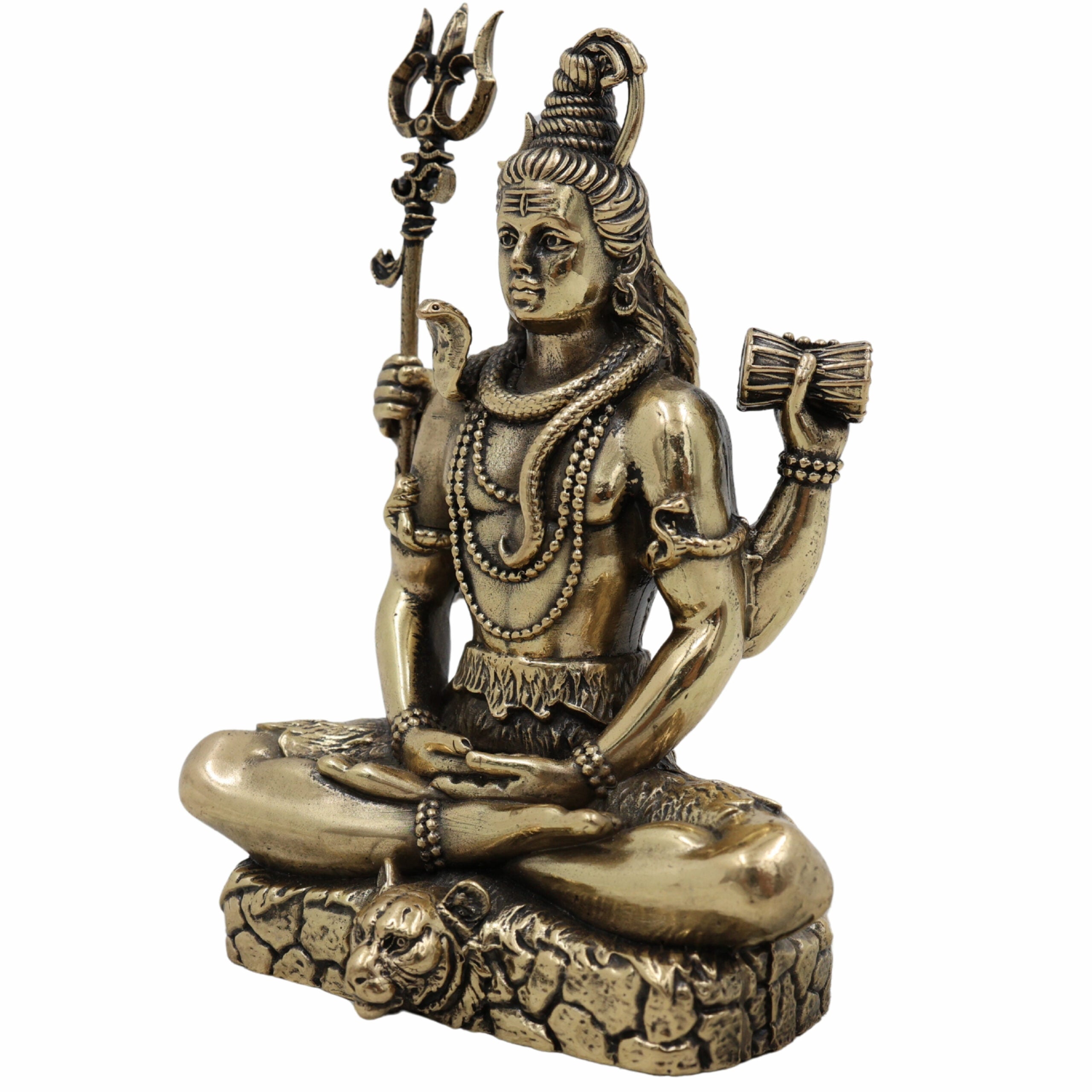Brass Shiva Idol for Puja – Handcrafted Mahadev Murti | Bholenath, Shankar, Nataraja, Adiyogi, Rudra Statue for Home Decor, Temple & Gift,Gold, 4.5 Inch, 1 Piece