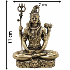 Brass Shiva Idol for Puja – Handcrafted Mahadev Murti | Bholenath, Shankar, Nataraja, Adiyogi, Rudra Statue for Home Decor, Temple & Gift,Gold, 4.5 Inch, 1 Piece