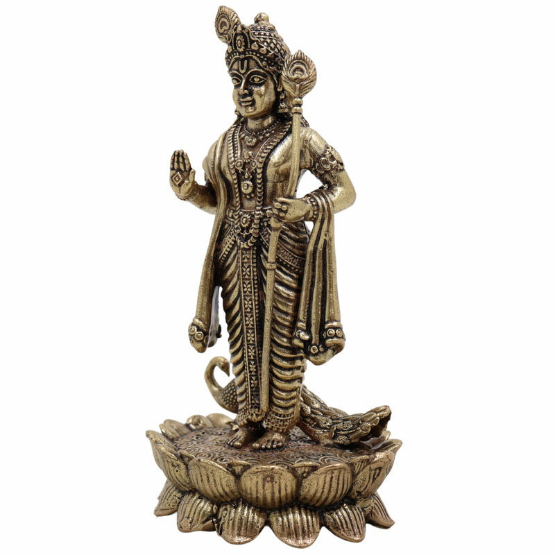 Brass Murugan Idol – Kartikeya | Subramanya | Skanda | Vel Murugan | Shanmukha | Palani Andavar Statue for Puja, Home Temple & Gifting,Gold, 4 Inch, 1 Piece