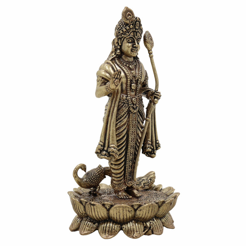 Brass Murugan Idol – Kartikeya | Subramanya | Skanda | Vel Murugan | Shanmukha | Palani Andavar Statue for Puja, Home Temple & Gifting,Gold, 4 Inch, 1 Piece