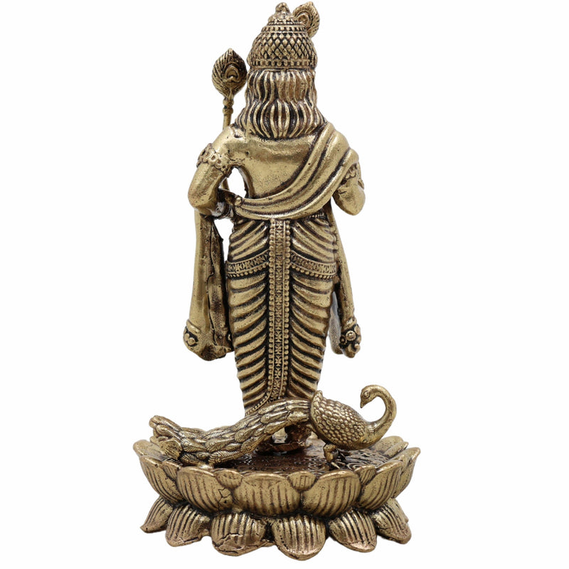 Brass Murugan Idol – Kartikeya | Subramanya | Skanda | Vel Murugan | Shanmukha | Palani Andavar Statue for Puja, Home Temple & Gifting,Gold, 4 Inch, 1 Piece