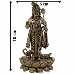 Brass Murugan Idol – Kartikeya | Subramanya | Skanda | Vel Murugan | Shanmukha | Palani Andavar Statue for Puja, Home Temple & Gifting,Gold, 4 Inch, 1 Piece