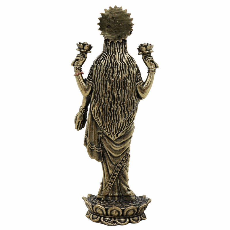 Handcrafted Brass Lakshmi Idol – Mahalakshmi, Gaja Lakshmi, Ashta Lakshmi, Varalakshmi, Kamala Devi Murti for Pooja, Temple & Home Decor,Gold, 4 Inch, 1 Piece
