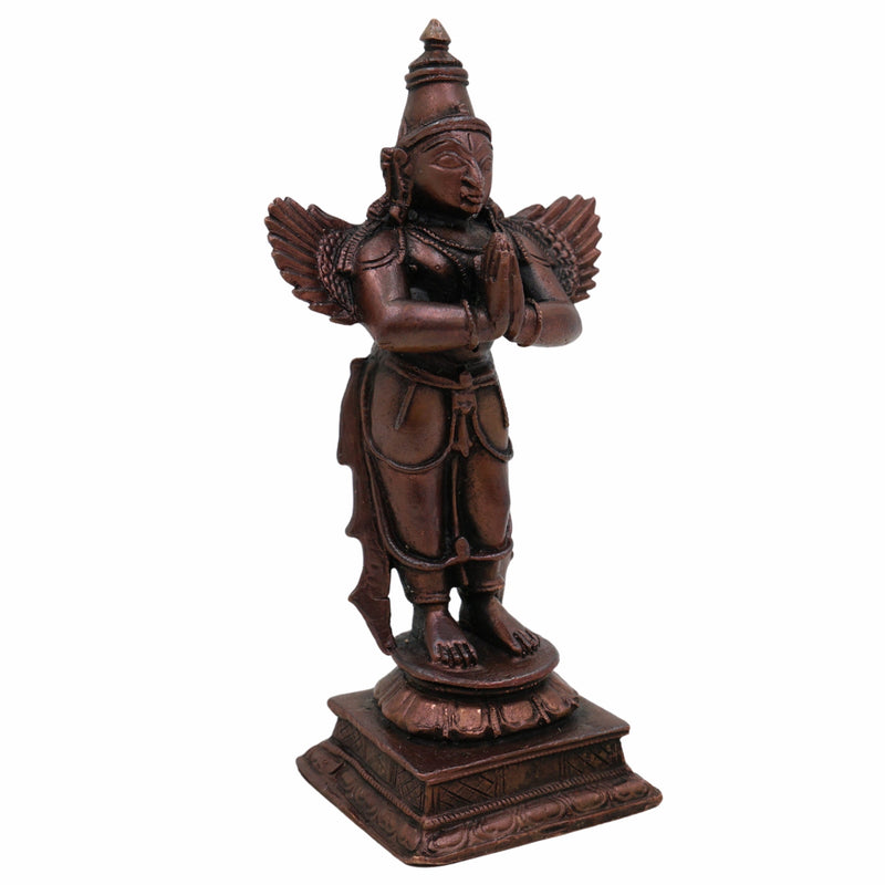 Copper Garuda Dev Idol | Tamra Garuda Murti | Pakshiraj Vainateya Statue | Vishnu Vahana Garuda Bhagwan Moorti | Pooja Room & Home Temple Decor,Brown, 4 Inch, 1 Piece