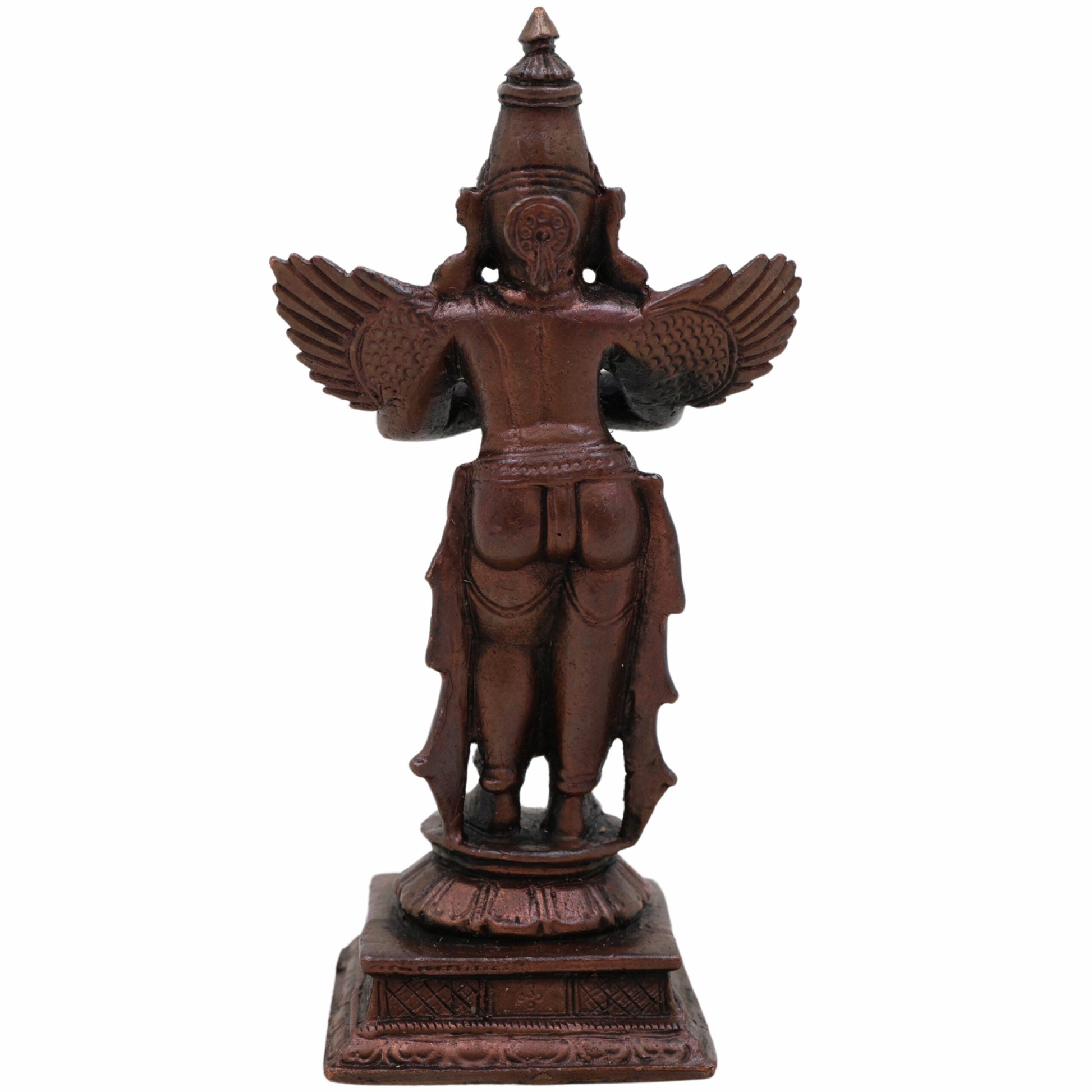 Copper Garuda Dev Idol | Tamra Garuda Murti | Pakshiraj Vainateya Statue | Vishnu Vahana Garuda Bhagwan Moorti | Pooja Room & Home Temple Decor,Brown, 4 Inch, 1 Piece