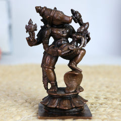 Copper Varaha Lakshmi Idol – Handcrafted Varahi Lakshmi Murti, Tamra Vigraham for Pooja, Home Temple, Spiritual Gift & Decor,Brown, 3.5 Inch, 1 Piece