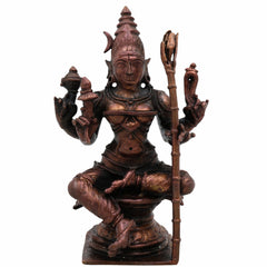 Copper Rajarajeshwari Idol, Mata Rajarajeshwari Murti, Raja Rajeswari Devi Statue for Home Temple, Puja & Spiritual Gift,Brown, 4 Inch, 1 Piece