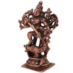 Copper Mahishasura Mardini Idol, Durga Murti, Chamundi Sculpture, Shakti Vigraham for Pooja, Home Temple, Navratri Decor, Handcrafted Hindu Goddess Statue,Brown, 4.5 Inch, 1 Piece