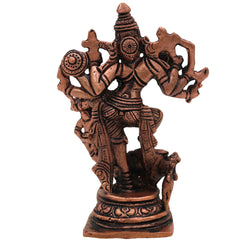 Copper Mahishasura Mardini Idol, Durga Murti, Chamundi Sculpture, Shakti Vigraham for Pooja, Home Temple, Navratri Decor, Handcrafted Hindu Goddess Statue,Brown, 4.5 Inch, 1 Piece