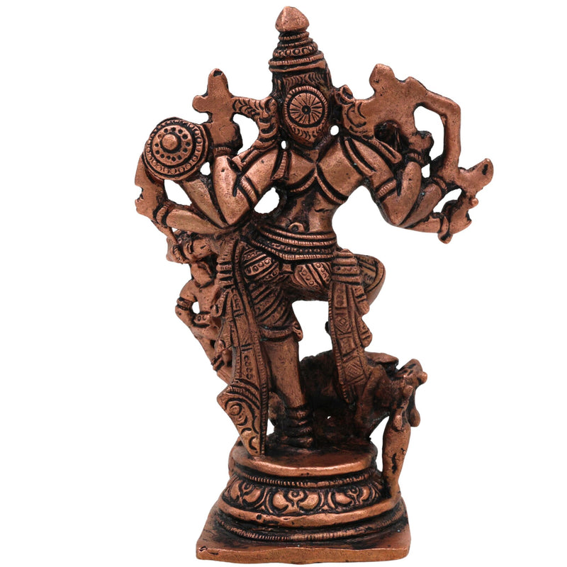 Copper Mahishasura Mardini Idol, Durga Murti, Chamundi Sculpture, Shakti Vigraham for Pooja, Home Temple, Navratri Decor, Handcrafted Hindu Goddess Statue,Brown, 4.5 Inch, 1 Piece
