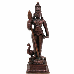 Copper Handcrafted Murugan Idol | Kartikeya Subramanya Skanda Shanmukha Kumara Swamy Statue | Tamra Pooja Murti for Temple, Home Decor & Gifts,Brown, 6 Inch, 1 Piece