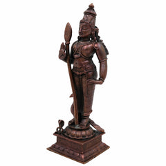 Copper Handcrafted Murugan Idol | Kartikeya Subramanya Skanda Shanmukha Kumara Swamy Statue | Tamra Pooja Murti for Temple, Home Decor & Gifts,Brown, 6 Inch, 1 Piece