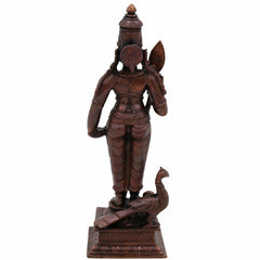 Copper Handcrafted Murugan Idol | Kartikeya Subramanya Skanda Shanmukha Kumara Swamy Statue | Tamra Pooja Murti for Temple, Home Decor & Gifts,Brown, 6 Inch, 1 Piece