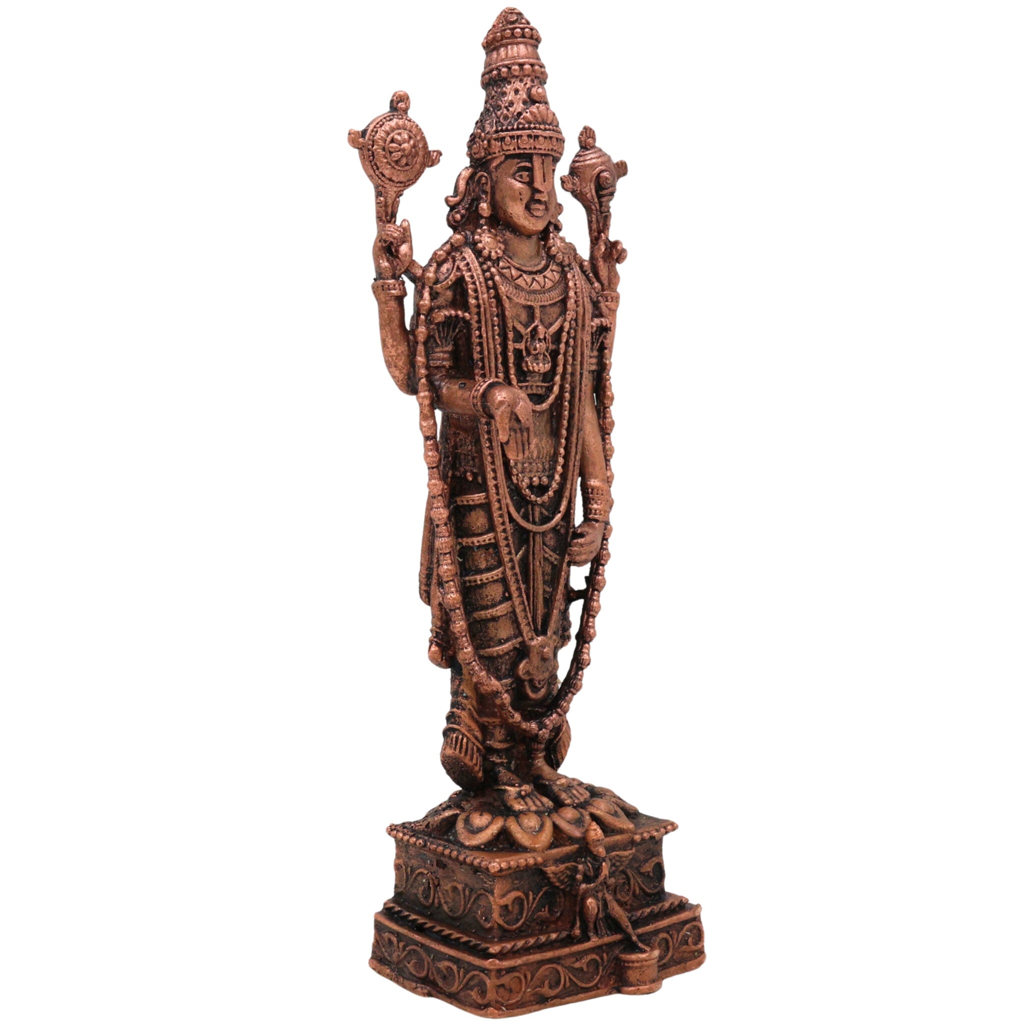 Copper Venkateshwara Balaji Idol,Tamra Tirupati Srinivasa Murti, Venkatachalapathy Perumal Statue, Brown, 6.5 Inch, 1 Piece