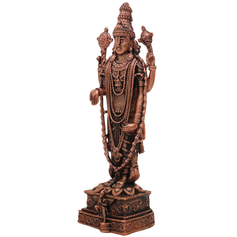 Copper Venkateshwara Balaji Idol,Tamra Tirupati Srinivasa Murti, Venkatachalapathy Perumal Statue, Brown, 6.5 Inch, 1 Piece