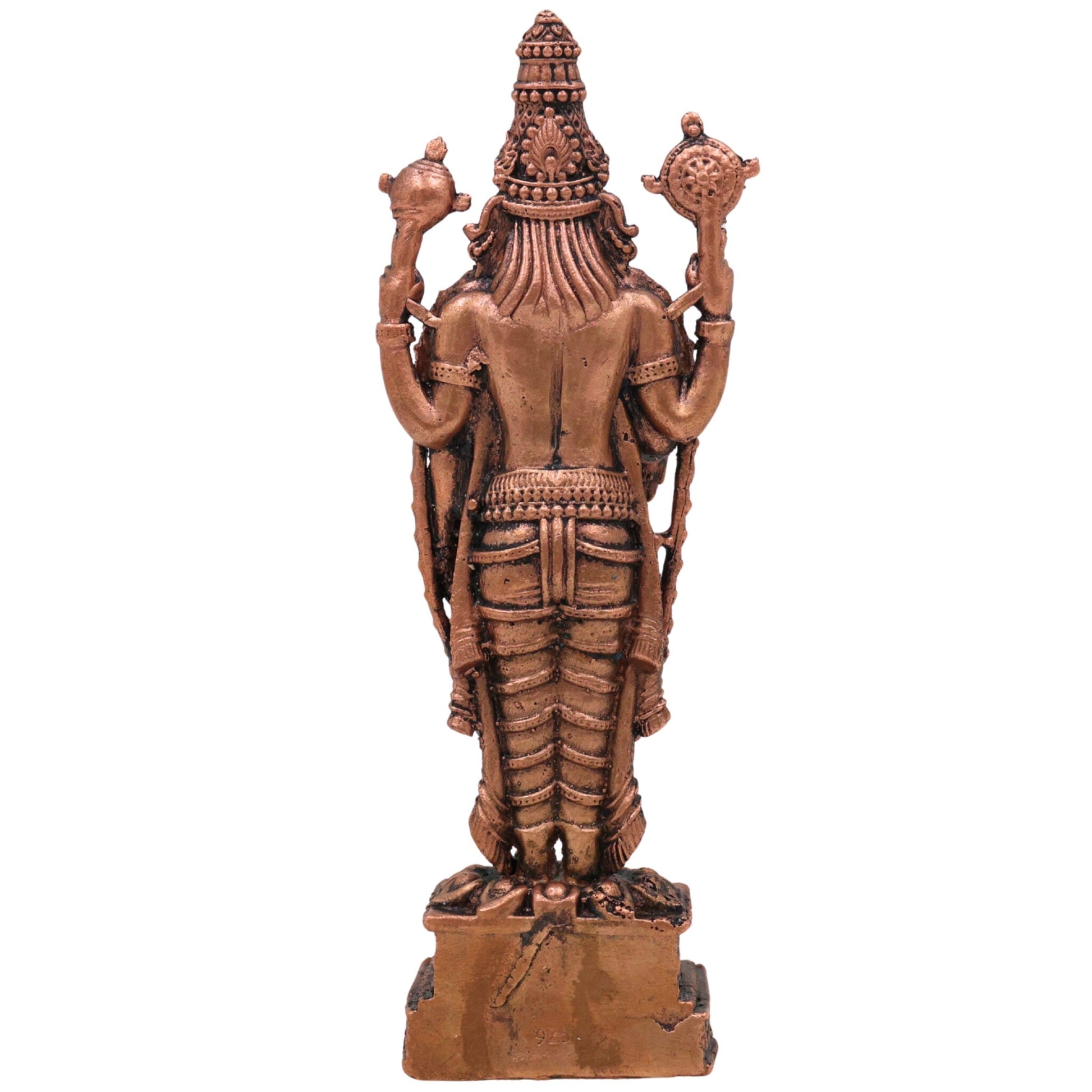 Copper Venkateshwara Balaji Idol,Tamra Tirupati Srinivasa Murti, Venkatachalapathy Perumal Statue, Brown, 6.5 Inch, 1 Piece