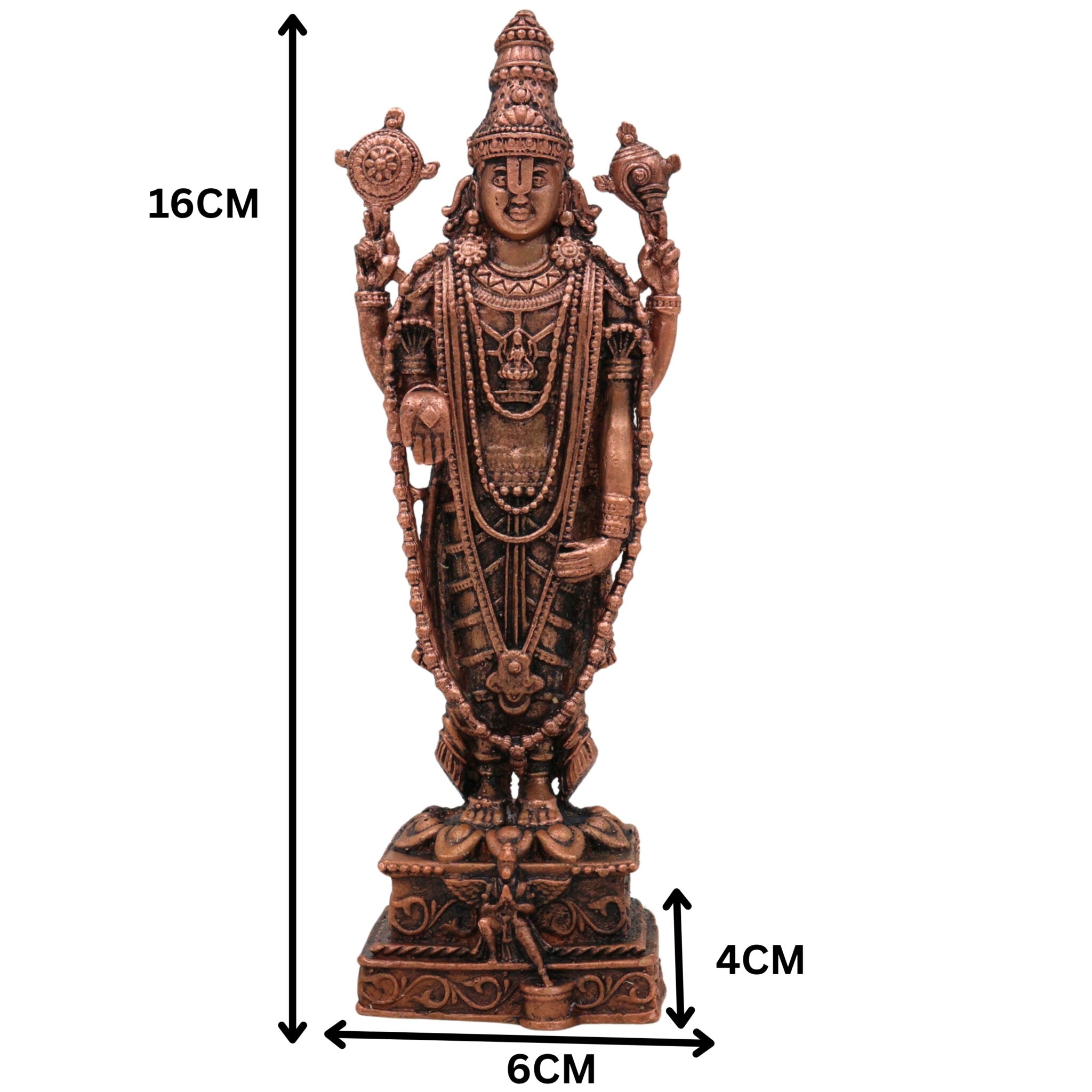 Copper Venkateshwara Balaji Idol,Tamra Tirupati Srinivasa Murti, Venkatachalapathy Perumal Statue, Brown, 6.5 Inch, 1 Piece