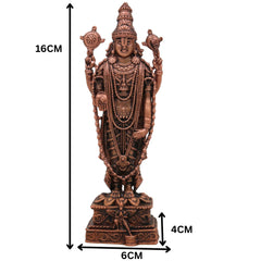 Copper Venkateshwara Balaji Idol,Tamra Tirupati Srinivasa Murti, Venkatachalapathy Perumal Statue, Brown, 6.5 Inch, 1 Piece