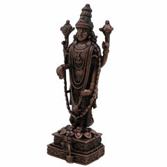 Copper Tirupati Balaji Idol | Lord Venkateswara Srinivasa Govinda Murti | Tamra Venkatesha Statue for Pooja Mandir Home Decor & Gifts,Brown, 4 Inch, 1 Piece