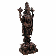 Copper Tirupati Balaji Idol | Lord Venkateswara Srinivasa Govinda Murti | Tamra Venkatesha Statue for Pooja Mandir Home Decor & Gifts,Brown, 4 Inch, 1 Piece