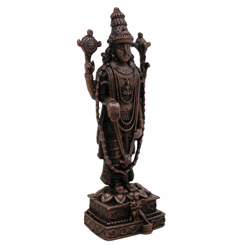 Copper Tirupati Balaji Idol | Lord Venkateswara Srinivasa Govinda Murti | Tamra Venkatesha Statue for Pooja Mandir Home Decor & Gifts,Brown, 4 Inch, 1 Piece