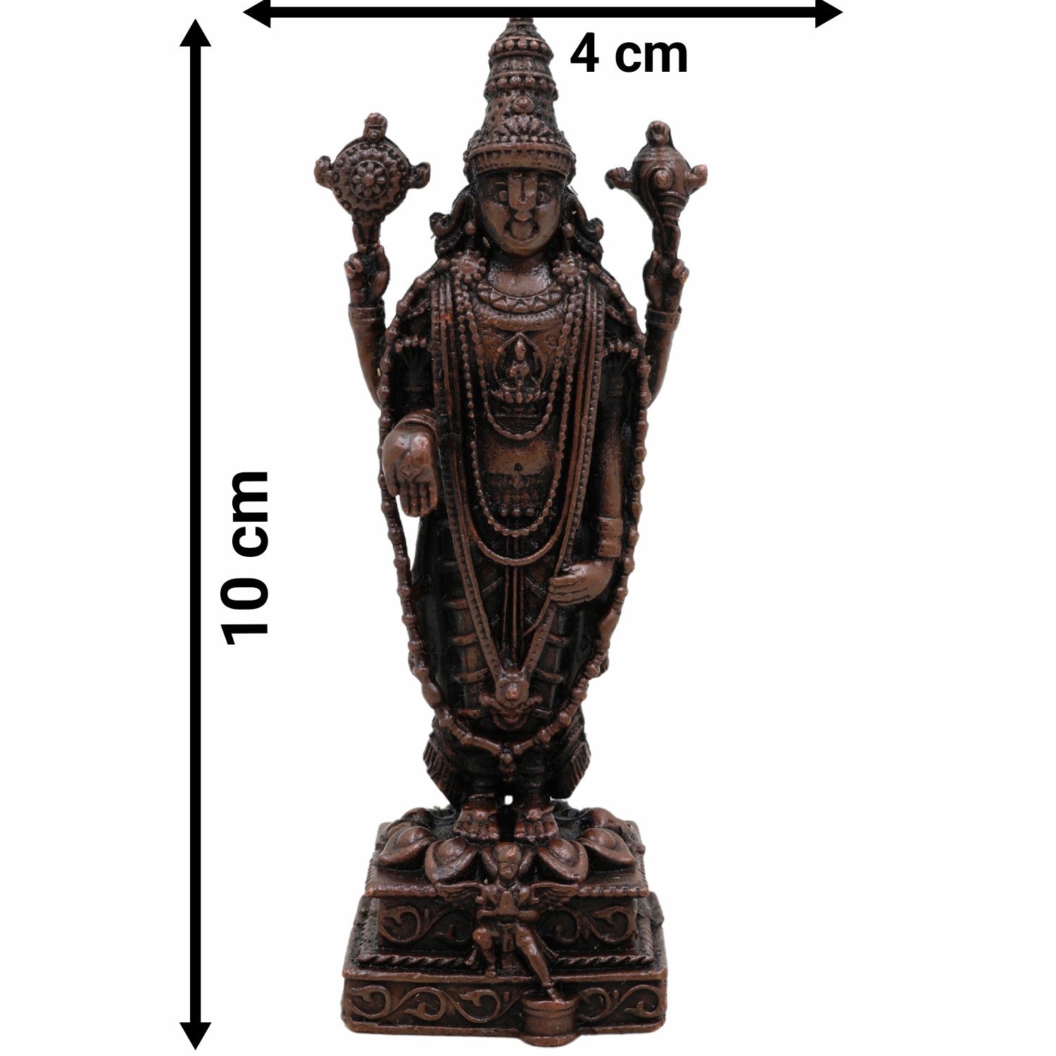 Copper Tirupati Balaji Idol | Lord Venkateswara Srinivasa Govinda Murti | Tamra Venkatesha Statue for Pooja Mandir Home Decor & Gifts,Brown, 4 Inch, 1 Piece