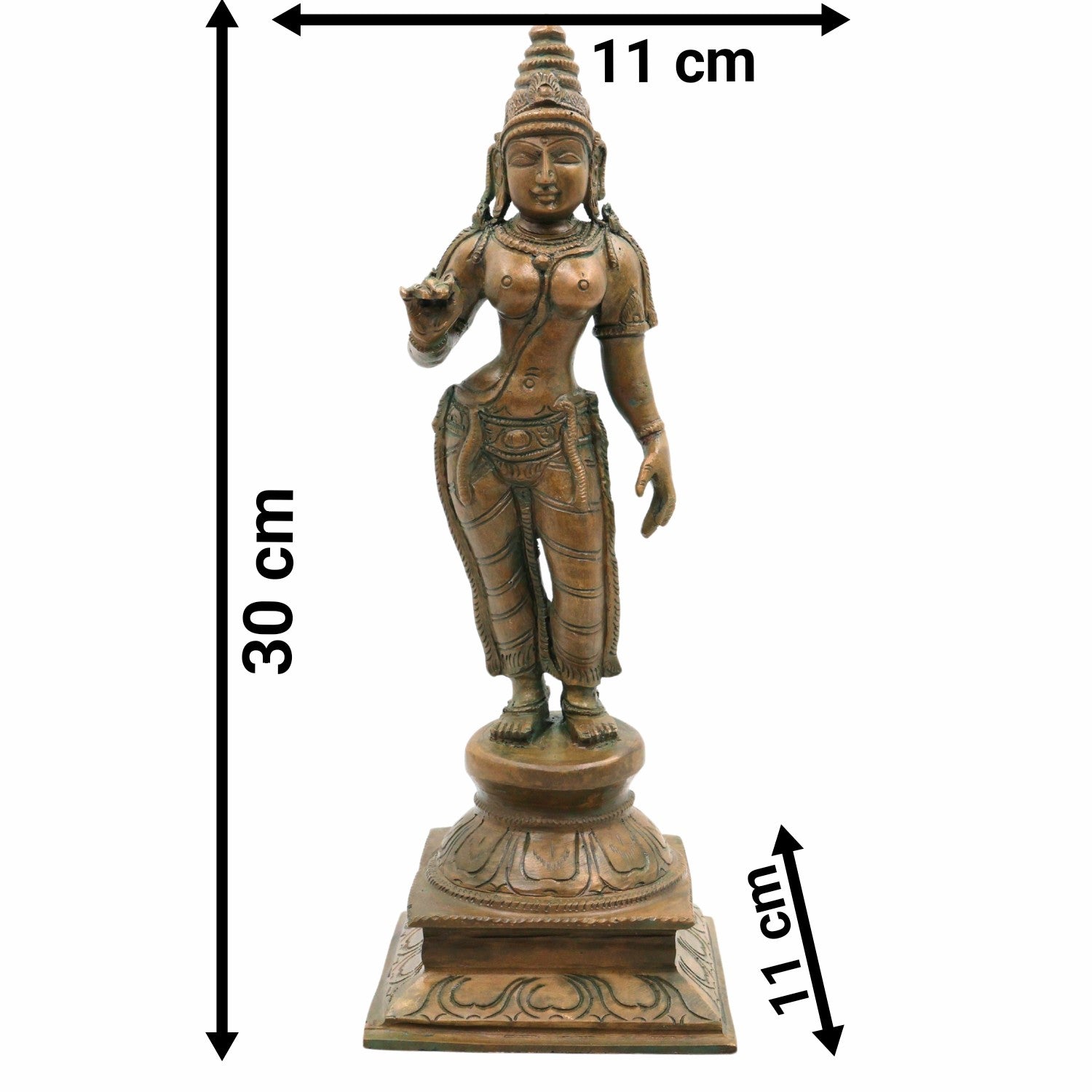Divine Panchaloha Bhoga Shakti Parvati Idol | Bronze Shakti Devi Murti in Chola Style For Temple & Home Décor,Brown, 12 Inch, 1 Piece
