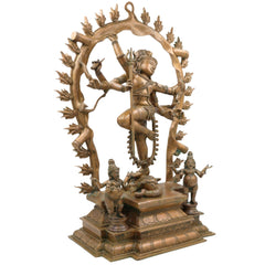 Gajasurasamhara Nataraja Idol in Panchaloha – Bronze Chola Style Gajasamharamoorthy | Lord Shiva Gajasura Mardhana Murti for Temple, Home & Vastu,Brown, 22 Inch, 1 Piece