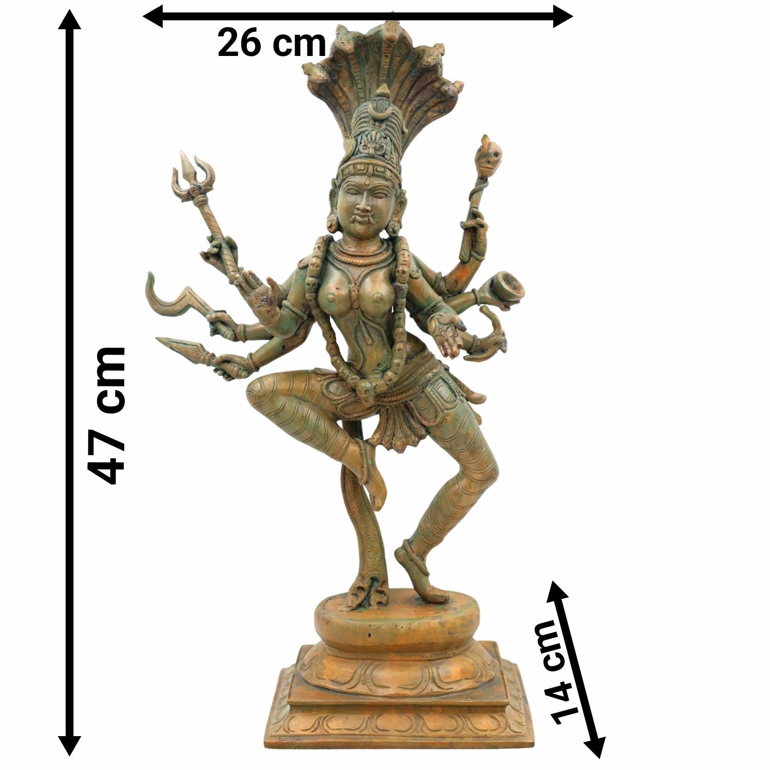 Bronze Kali Durga Adi Shakti Idol | Handcrafted Panchaloha Mahakali Chamunda Bhadrakali Statue | Chola Art Devi Murti for Pooja, Temple & Home Decor",Brown, 18.5 Inch, 1 Piece