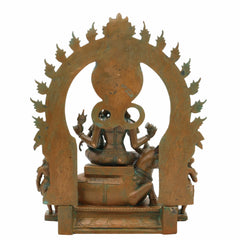 Bronze Panchaloha Shiva Parivar Idol | Lord Shiva Parvati Ganesha Kartikeya Murugan Statue | Handcrafted Chola Art Hindu Deity Murti for Temple & Home Decor,Brown, 13 Inch, 1 Piece