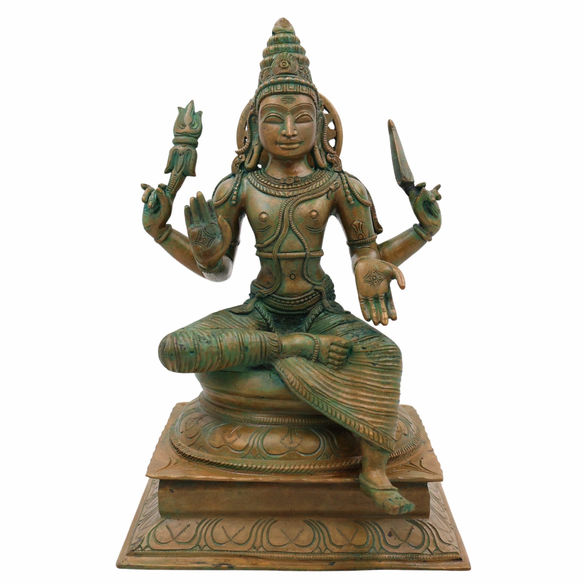 Handcrafted Bronze Indra Dev Idol | Devendra Sakra Vasava Murti | Panchaloha Chola Art Vedic God Statue for Home Temple Decor,Brown, 13 Inch, 1 Piece