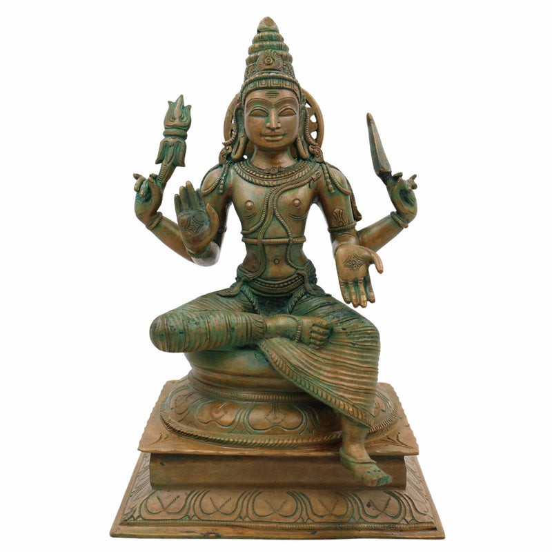 Handcrafted Bronze Indra Dev Idol | Devendra Sakra Vasava Murti | Panchaloha Chola Art Vedic God Statue for Home Temple Decor,Brown, 13 Inch, 1 Piece