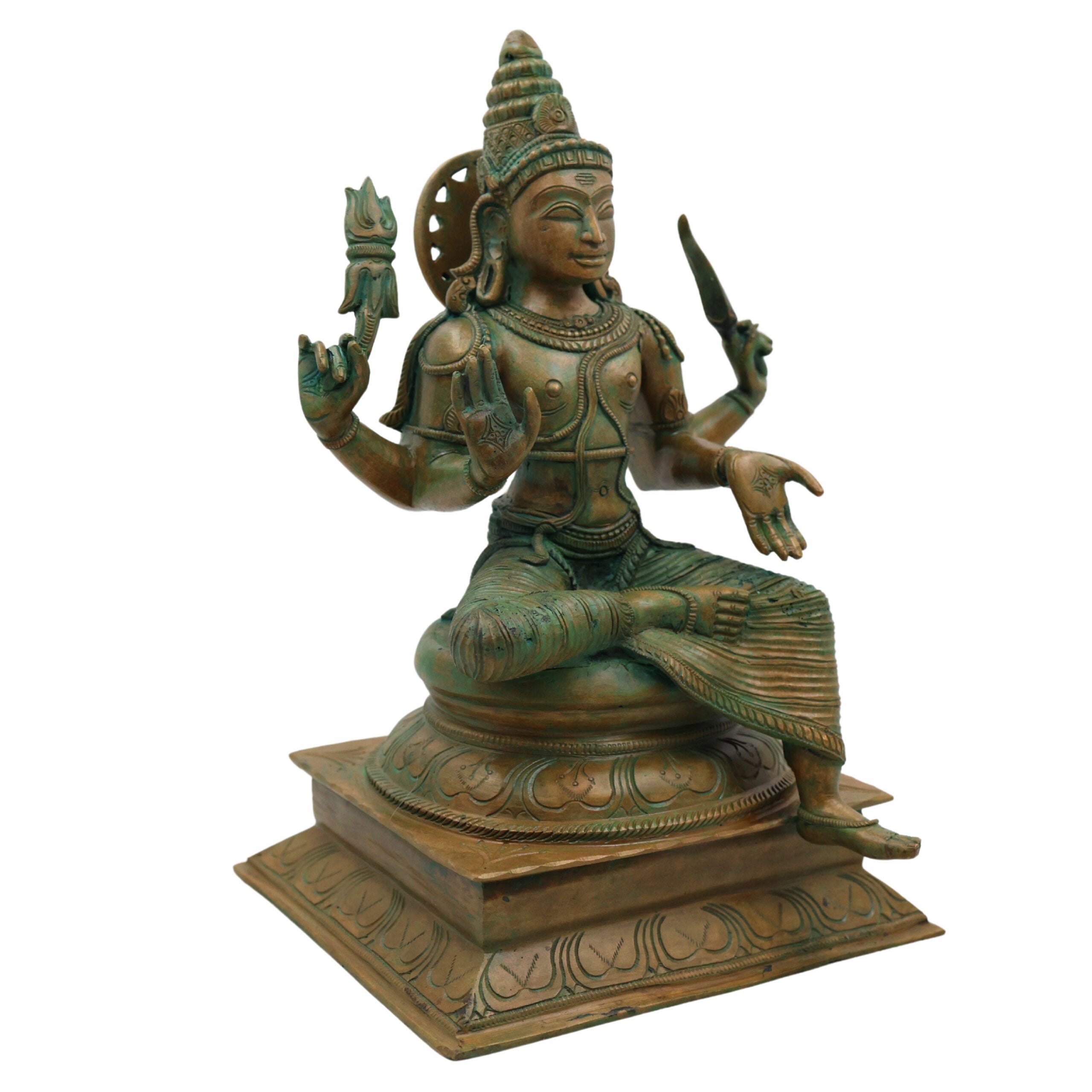 Handcrafted Bronze Indra Dev Idol | Devendra Sakra Vasava Murti | Panchaloha Chola Art Vedic God Statue for Home Temple Decor,Brown, 13 Inch, 1 Piece
