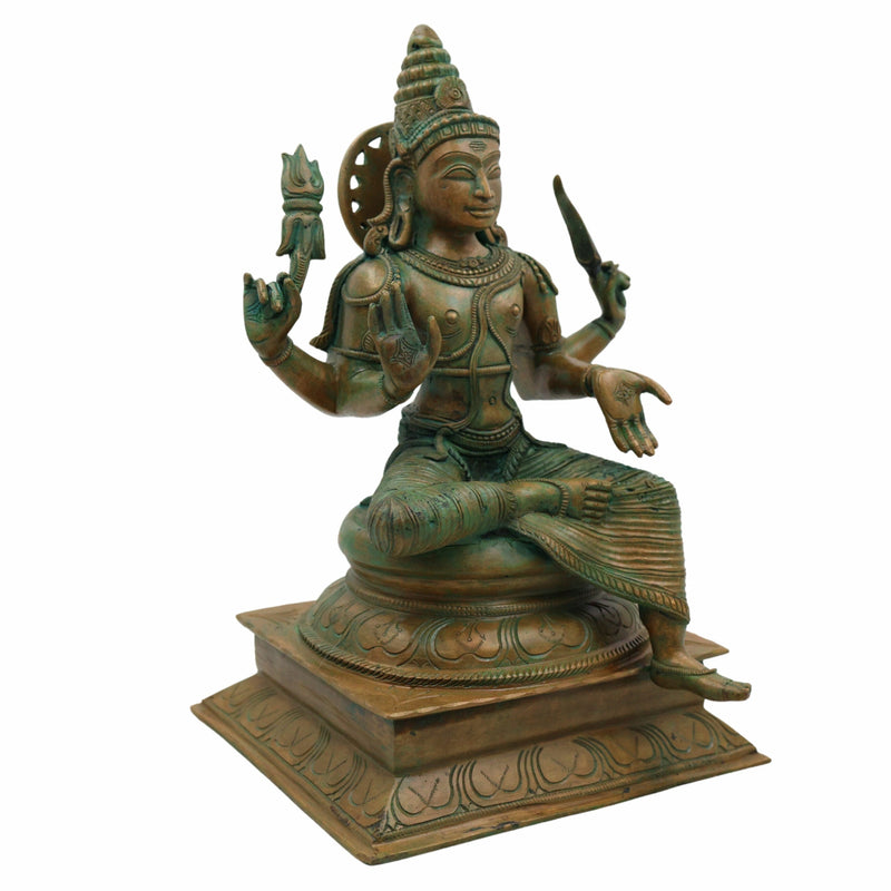 Handcrafted Bronze Indra Dev Idol | Devendra Sakra Vasava Murti | Panchaloha Chola Art Vedic God Statue for Home Temple Decor,Brown, 13 Inch, 1 Piece