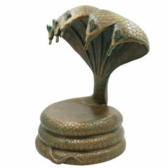 Handmade Bronze Panchaloha Sheshnag Idol Chola Style | Five-Headed Serpent Ananta Statue | Spiritual Home Decor & Sacred Gift, Brown,Brown, 13.5 Inch, 1 Piece