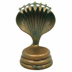 Bronze Sheshnag Chowki, Traditional Snake Design Peeta for Pooja, Handcrafted Panchaloha Idol Bas, Brown, 13 Inch, 1 Piece