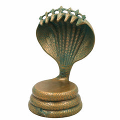 Bronze Sheshnag Chowki, Traditional Snake Design Peeta for Pooja, Handcrafted Panchaloha Idol Bas, Brown, 13 Inch, 1 Piece
