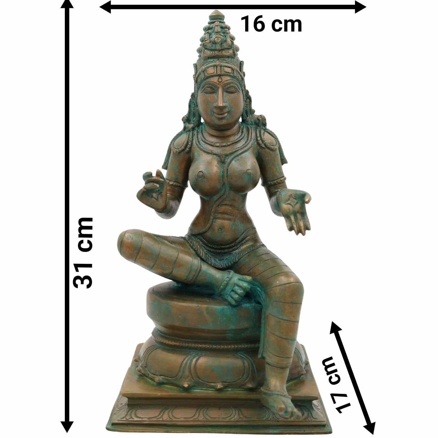 Bronze Panchaloha Bhoga Shakti Idol – Chola Art Parvati Shivagami Murti For Temple & Home Décor,Brown, 12 Inch, 1 Piece