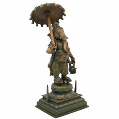 Handcrafted Bronze Panchaloha Ganesha Idol, Chola Style Vinayaka, Ganapati, Pillaiyar, Siddhivinayak, Vighneshwara Sculpture for Home & Temple Decor, 14 Inch, 1 Piece