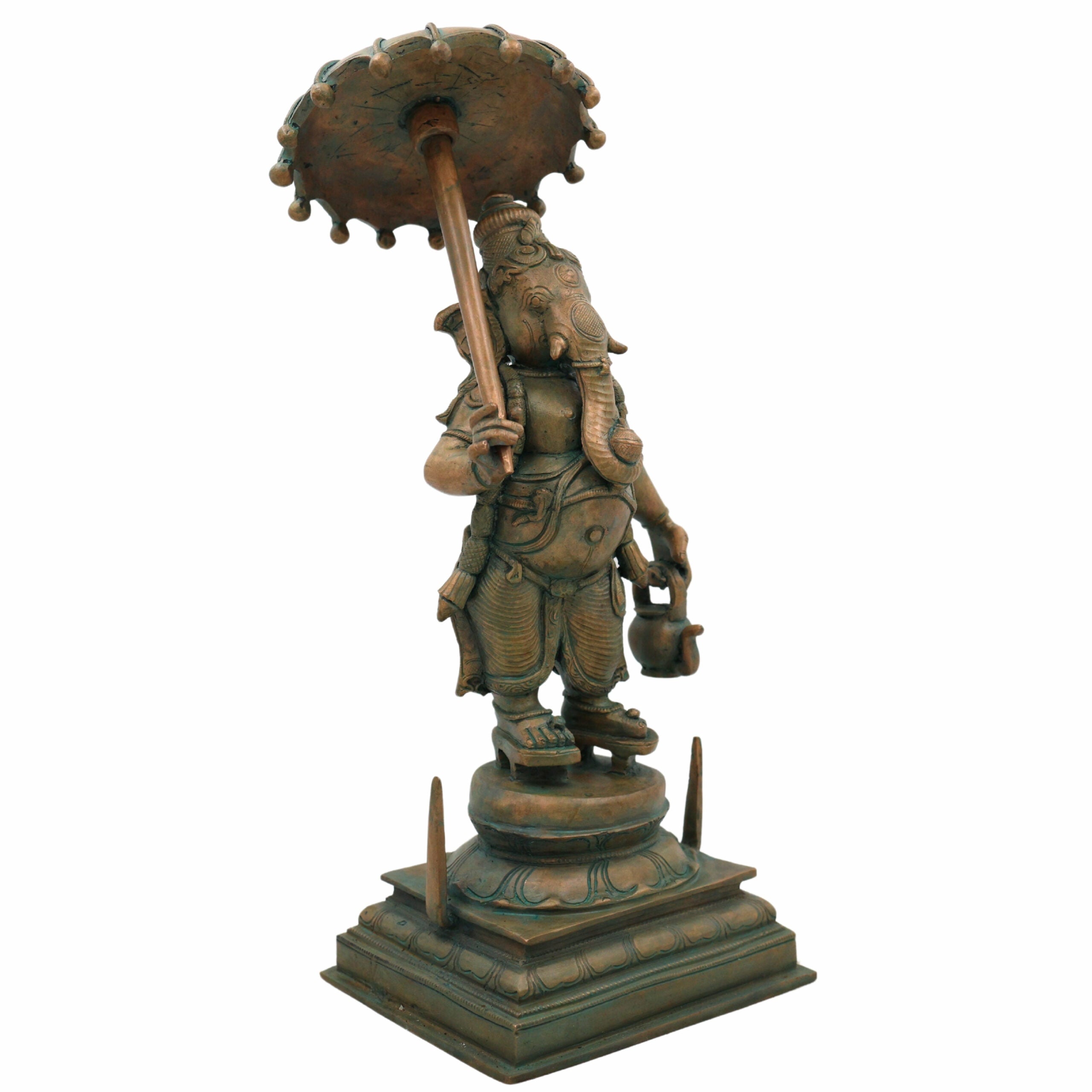 Handcrafted Bronze Panchaloha Ganesha Idol, Chola Style Vinayaka, Ganapati, Pillaiyar, Siddhivinayak, Vighneshwara Sculpture for Home & Temple Decor, 14 Inch, 1 Piece