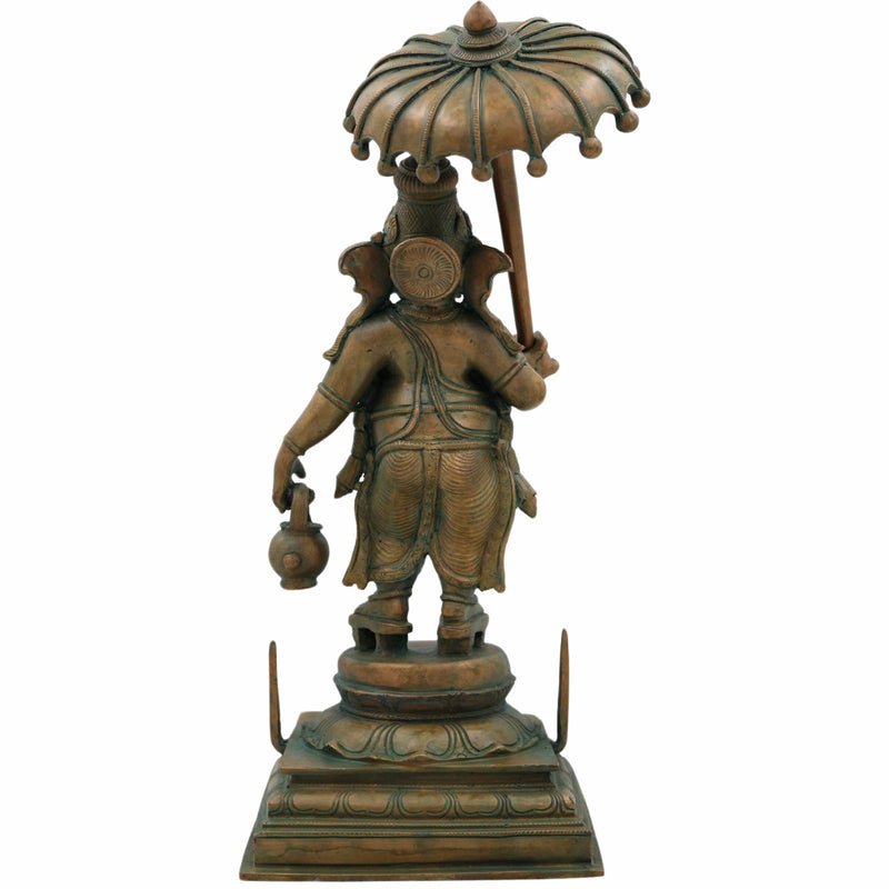 Handcrafted Bronze Panchaloha Ganesha Idol, Chola Style Vinayaka, Ganapati, Pillaiyar, Siddhivinayak, Vighneshwara Sculpture for Home & Temple Decor, 14 Inch, 1 Piece