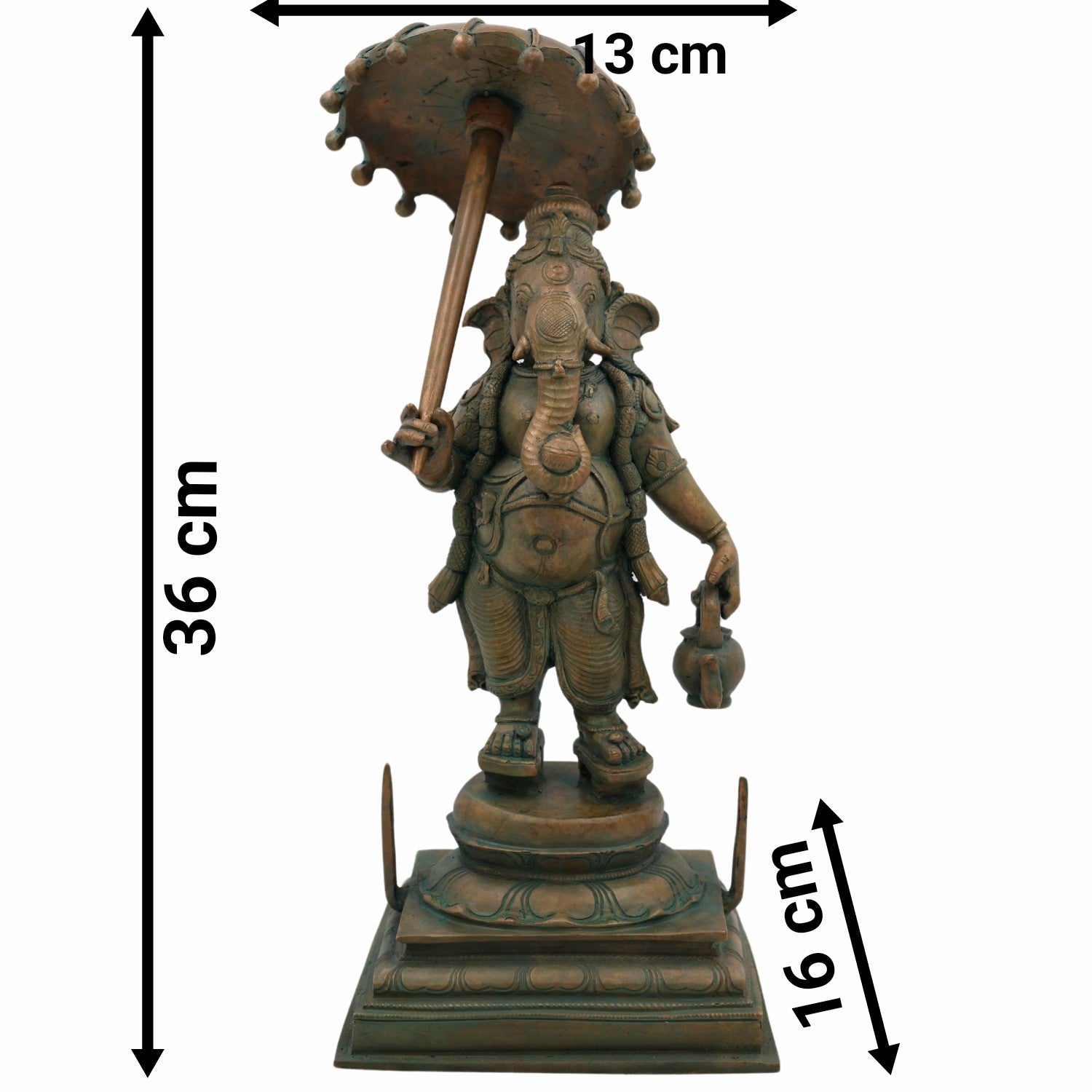 Handcrafted Bronze Panchaloha Ganesha Idol, Chola Style Vinayaka, Ganapati, Pillaiyar, Siddhivinayak, Vighneshwara Sculpture for Home & Temple Decor, 14 Inch, 1 Piece