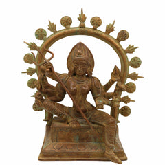 Bronze Kali | Durga | Adi Shakti Idol – Handcrafted Panchaloha Mahakali Murti in Chola Art | Bhadrakali | Chamunda | Mahadevi Statue for Pooja & Home Temple,Brown, 11 Inch, 1 Piece