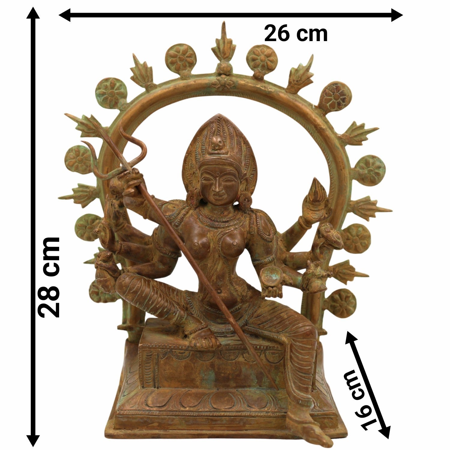 Bronze Kali | Durga | Adi Shakti Idol – Handcrafted Panchaloha Mahakali Murti in Chola Art | Bhadrakali | Chamunda | Mahadevi Statue for Pooja & Home Temple,Brown, 11 Inch, 1 Piece