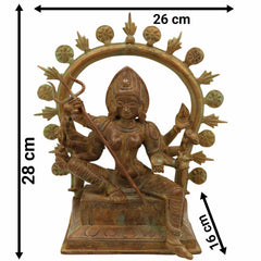 Bronze Kali | Durga | Adi Shakti Idol – Handcrafted Panchaloha Mahakali Murti in Chola Art | Bhadrakali | Chamunda | Mahadevi Statue for Pooja & Home Temple,Brown, 11 Inch, 1 Piece