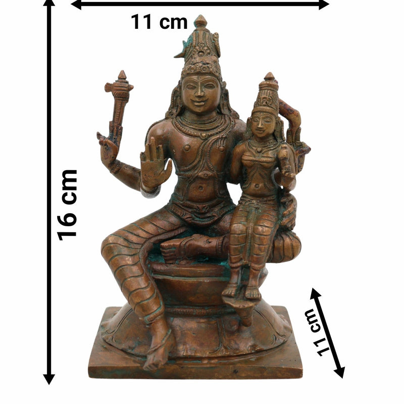 Handcrafted Bronze Shiva Parvati Idol – Uma Maheshwara | Ardhanarishvara Panchaloha Silai | Chola Style Nataraja Shakti Sculpture for Home Temple Decor,Brown, 6.5 Inch, 1 Piece