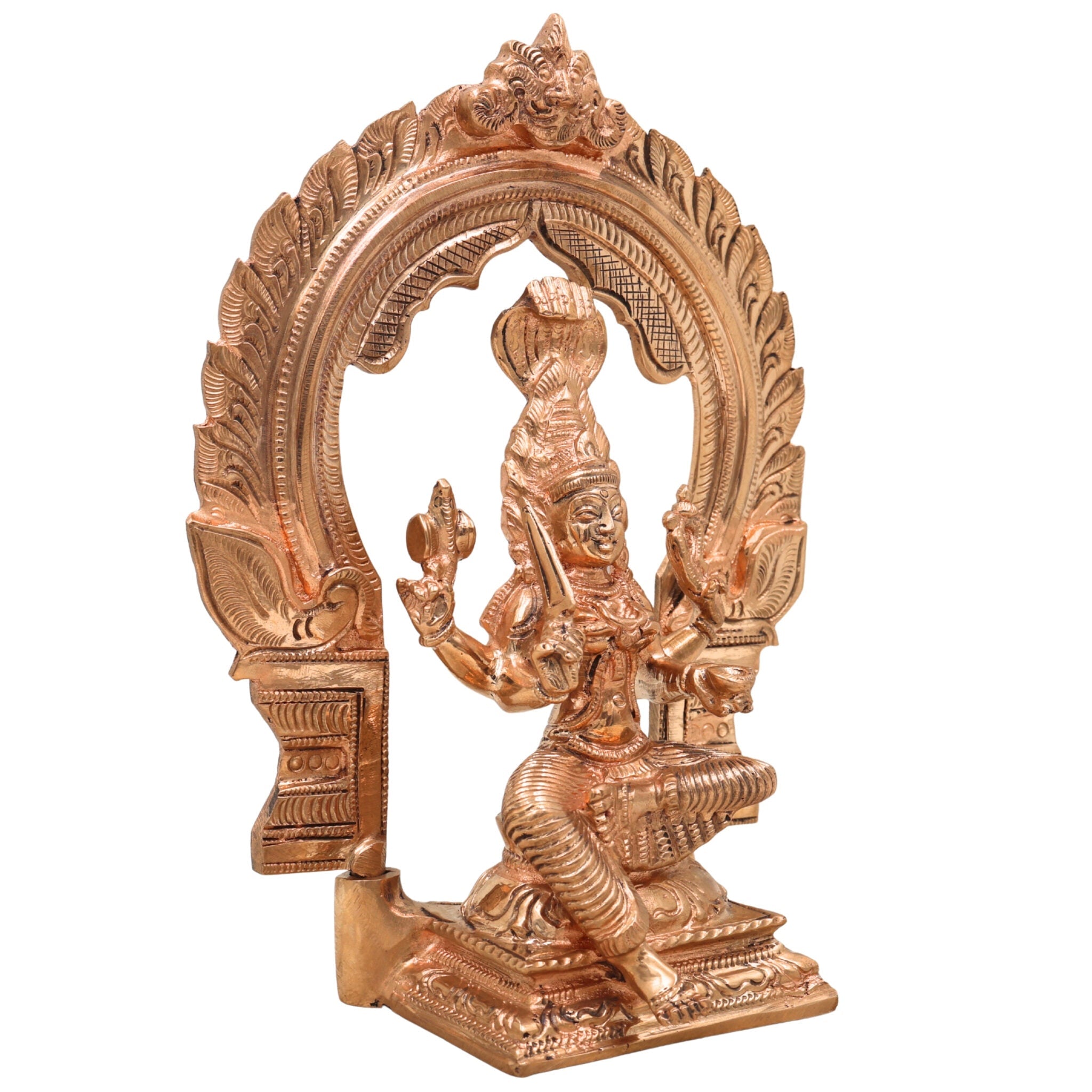 Handcrafted Bronze Mariamman Idol | Panchaloha Grama Devi | South Indian Village Deity Sculpture,Gold, 8 Inch, 1 Piece